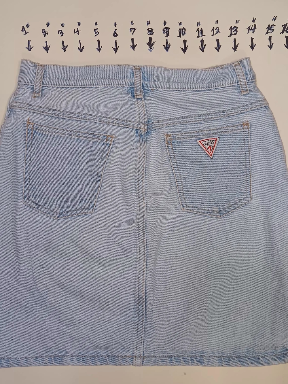GUESS Vintage Light Blue Denim Mini Skirt with Back Pockets